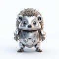 Cute hedgehog robot, robotic animal isolated over white background. Created with generative Ai Royalty Free Stock Photo