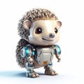 Cute hedgehog robot, robotic animal isolated over white background. Created with generative Ai Royalty Free Stock Photo