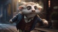 cute hedgehog running, digital art illustration, Generative AI Royalty Free Stock Photo