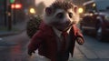 cute hedgehog running, digital art illustration, Generative AI Royalty Free Stock Photo