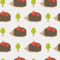 Cute hedgehog seamless pattern