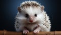 Cute hedgehog, small and fluffy, looking at camera generated by AI