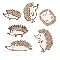 Cute hedgehogs with different poses