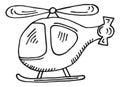Cute helicopter toy. Hand drawn kid aircraft