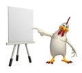 cute Hen cartoon character with easel board
