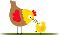 Cute hen with little yellow chick Royalty Free Stock Photo