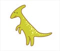 Cute Herbivorous Dinosaur, Dino. Parasaurolophus. For print. Modern flat Vector image Isolated