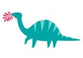 Cute herbivorous dinosaur with leaf vector illustration
