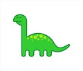 Cute Herbivorous Long-necked Dinosaur, Dino with a Long Neck. Diplodocus, Brachiosaurus, Brontosaurus. For Print. Modern flat Royalty Free Stock Photo