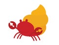 Cute hermit crab sea animals vector clipart