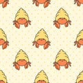 Cute hermit crab Seamless Pattern Background