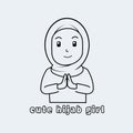 Cute hijab girl coloring book.