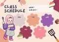 Cute Hijab Girl Cooking Illustration - Class Schedule