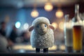 Cute and Hilarious Woolen Sheep Serving as a Bartender in a Bar