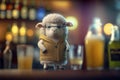 Cute and Hilarious Woolen Sheep Serving as a Bartender in a Bar