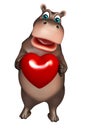 Cute Hippo cartoon character with heart Royalty Free Stock Photo