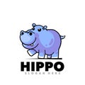 Cute hippo mascot cartoon logo