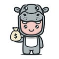 Cute hippo mascot for finance and business design