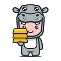 Cute hippo mascot for finance and business design