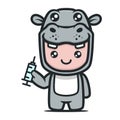 Cute hippo mascot for medical design