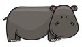 Cute Hippo Smiling Cartoon Color Illustration