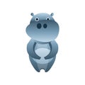 Cute hippo, stylized geometric animal low poly design vector Illustration