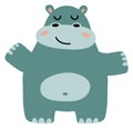 Cute hippo. Zoo animal. Cheerful baby character Royalty Free Stock Photo