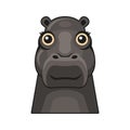 Cute Hippopotamus Face Icon. Cartoon Hippo on White Background Vector