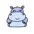 Cute hippopotamus hand drawn vector character