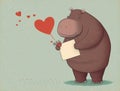 cute hippopotamus with a paper heart lovers day 1