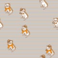 Cute Hipster Cats Seamless Pattern. Royalty Free Stock Photo