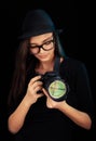 Cute hipster girl with digital camera Royalty Free Stock Photo