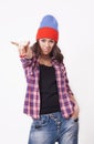 Cute hipster teenage girl with beanie hat Royalty Free Stock Photo