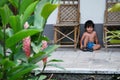 Cute Hispanic boy in time out Royalty Free Stock Photo