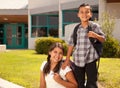 Cute Hispanic Brother and Sister Ready for School Royalty Free Stock Photo