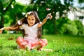 Cute hispanic girl throwing confetti Royalty Free Stock Photo