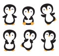 Cute Holiday Baby Penguins Vector Illustration Set