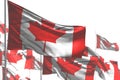 Muchos canadá Bandera son ola en blanco enfocar lo que bandera  3d 