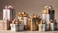 cute holiday girfts in boxes art Royalty Free Stock Photo