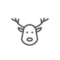 Cute holiday reindeer face isolated. Merry Christmas concept. Modern outline on white background Royalty Free Stock Photo