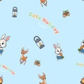 Cute Holiday Woodland Animals Seamless Pattern Royalty Free Stock Photo