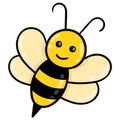 Cute honey bee is attacking sting, doodle icon drawing Royalty Free Stock Photo