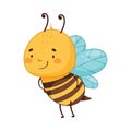 Cute honey bee cartoon character with funny face vector illustration Royalty Free Stock Photo