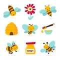 Cute Honey Bee Icons Royalty Free Stock Photo