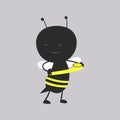 Cute honey bee mascot character logo design template inspiration for honey product brand