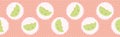 Cute honeydew melon polka dot vector illustration. Seamless repeating border pattern.