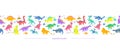 Cute horizontal seamless border with dinosaurs