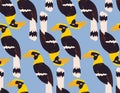 Cute hornbill bird in the jungle Seamless pattern with cute wild animals childish. Animals safari