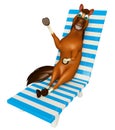 cute Horse cartoon character with beach chair