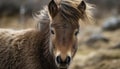 Cute horse grazing in rural meadow pasture generated by AI Royalty Free Stock Photo